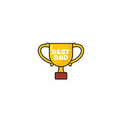 A golden trophy says best dad, isolated on transparent background