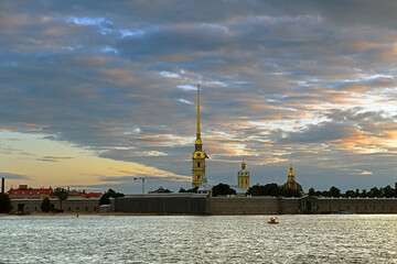 Peter and Paul Fortress, original citadel of Saint Petersburg, Russia, founded by Peter Great in 1703 and built to Domenico Trezzini's designs. Dawn