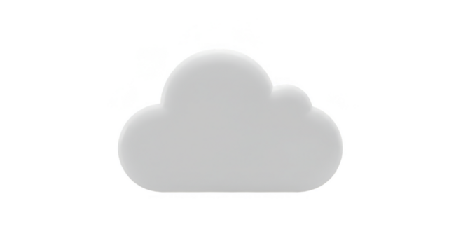 White Cloud Icon Weather Symbol Isolated on Transparent Background
