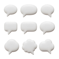 White Speech Bubbles Dialog Conversation Message on Transparent Background