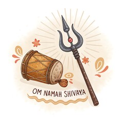 Pixel Art Trishul and Damaru  Hindu Deity Symbols