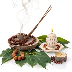 Relaxation Ritual Coffee Beans Incense and Candle Meditation