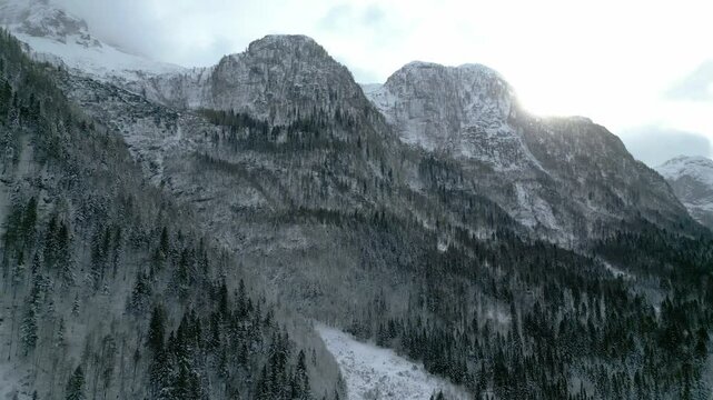 Winter on Lake Predil. View from above.