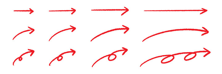 ペンの手書き矢印素材セット 赤