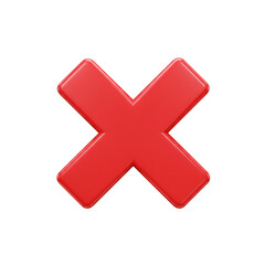 Fototapeta premium Red Cross 3D Icon Symbol Cancel Button on Transparent Background