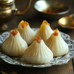 Obraz premium Lord ganesha prasad modak in the plate