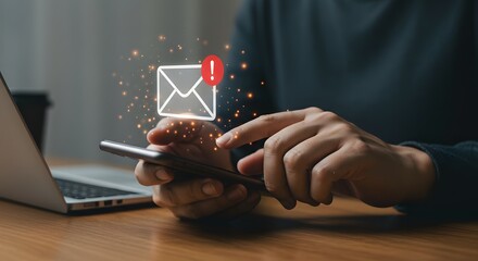 Unread Email Alert on Smartphone: Digital Communication Concept
