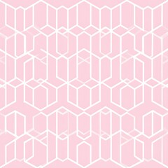 Pink geometric hexagonal pattern background design abstract art white lines