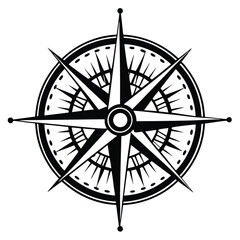 Black white compass rose nautical direction wind