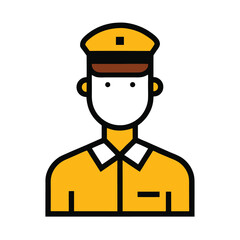 Simple Icon of a Person in a Yellow Uniform and Cap