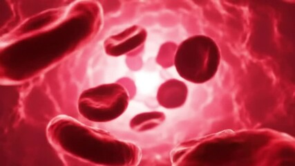 Blood Cells Flowing Through Vein - A vivid, microscopic view of red blood cell coursing through the vein with its vital role in oxygen transport. - Powered by Adobe