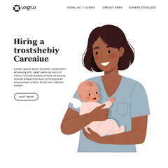 Illustration of Woman Tenderly Holding Baby in Arms on Black Background