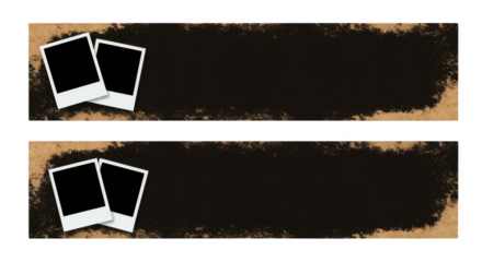 Timeless Moments: A Composition of Memories - Vintage banners with blank instant photo frames, offering a touch of nostalgia, are elegantly set against a textured backdrop.