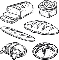 Hand-Drawn Bread Vector Set – Artisan Baked Goods & Bakery Illustration Pack
