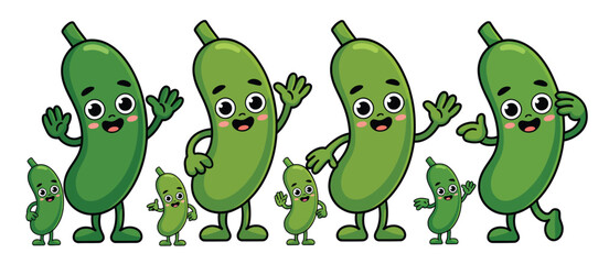 Obraz premium Cute Cartoon Pickles in Different Poses