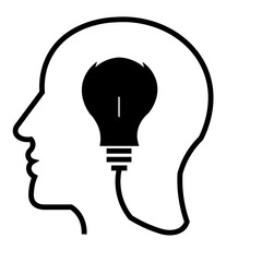human head with light bulb