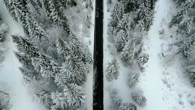 Winter on Lake Predil. View from above.