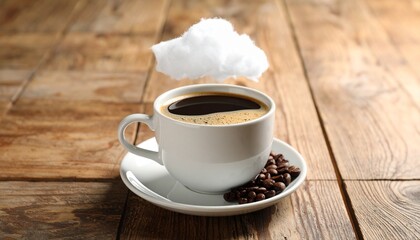 cup of coffee on wooden table