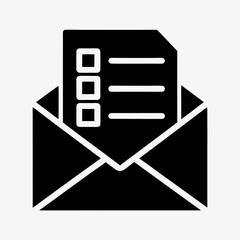 Open Envelope with Checklist Icon - Survey or Newsletter Email