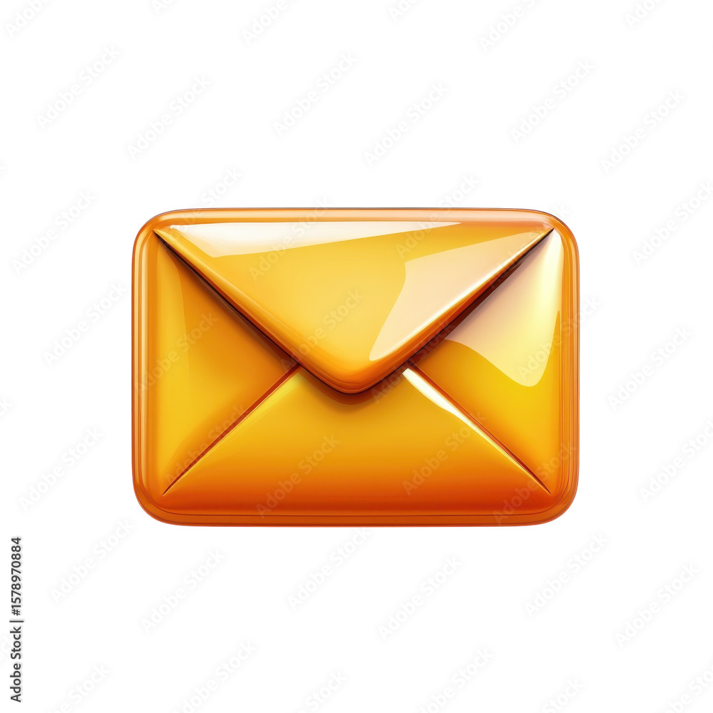 Aufkleber glossy golden envelope icon message delivery notification symbol email on transparent background