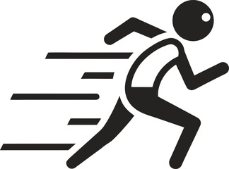 Running man silhouette with sword, an icon of speed and success in sport and business