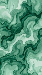 Obraz premium Abstract green watercolor painting with wavy lines and varied shades of green color palette art