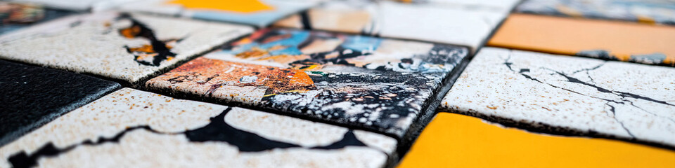 Fototapeta premium Collection of Abstract Designs on Small Square Canvases