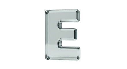 Transparent Glass Letter E Alphabet Font Typography Isolated 3D