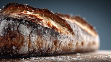 Close-up of a crusty loaf of artisan bread