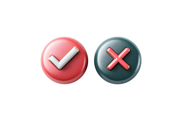 Check mark and cross symbols isolated on transparent background