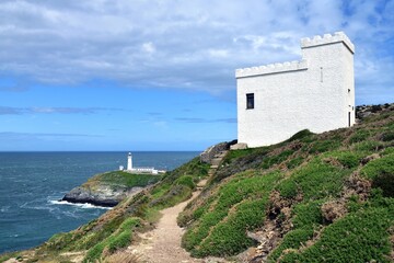 the track to Elin's Tower with South Stack Lighthouse on the Cliffs behind