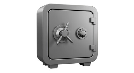 Vault Safe Security Metallic Steel Strongbox with Isolated Background
