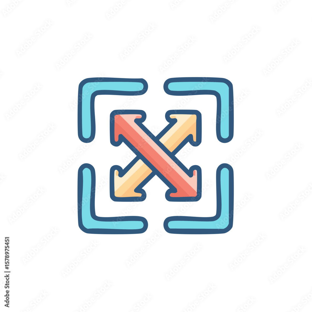 Poster maximize arrows icon with corners pointing outwards for enlargement concept resize diagram full scre