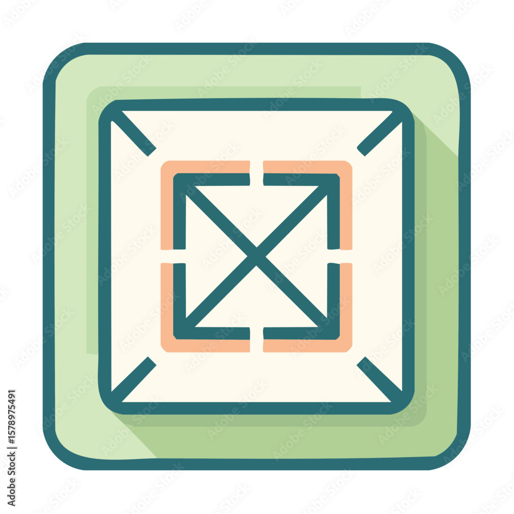 Poster expand vector icon colorful hand drawn design resize sign enlarge concept