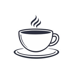 Steaming coffee cup illustration against a black background simple elegant design beverage caffeine hot drink breakfast lunch break