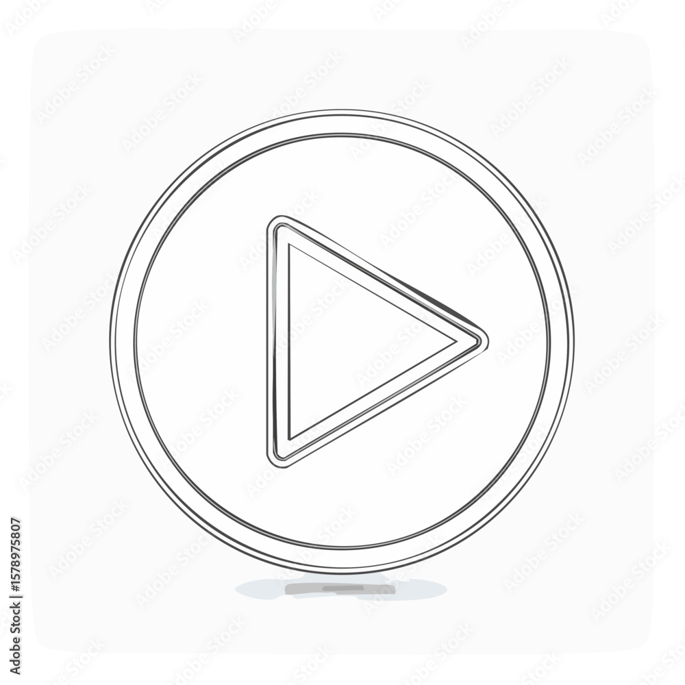 Aufkleber hand drawn play button. media player symbol in sketchy style. isolated play sign with shadow for app