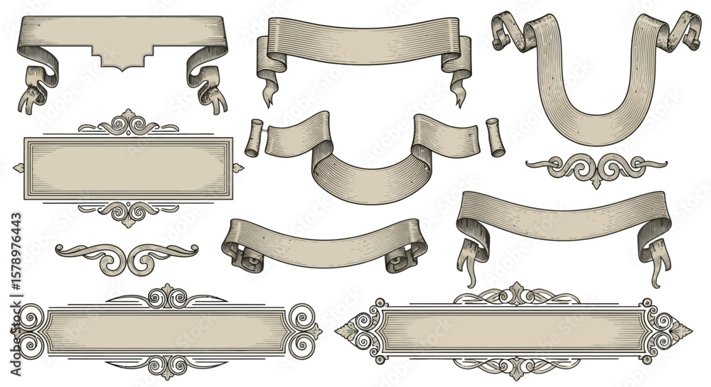 Poster elegant banners and ornate frames a collection of vector design elements for creative projects