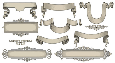 Elegant Banners and Ornate Frames A Collection of Vector Design Elements for Creative Projects