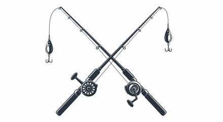 Crossed Fishing Rods Minimalist Angling Illustration for Outdoor Enthusiasts and Fishing Promotion (52 illust 1)