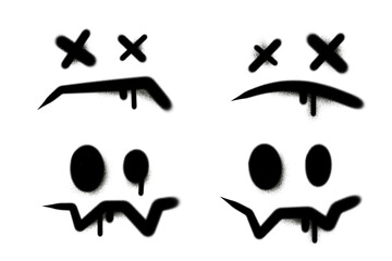 black spray emojy set illustration