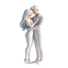 Naklejka premium 3D couple hugging icon isolated on transparent background. PNG
