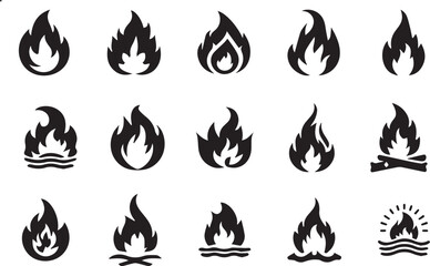 Fire icon vector set. Fire flame symbol. Flame icon collection.