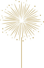 Gold fireworks on white background, Modern simple style confetti firework celebration banner clipart vector for Xmas, new year, holiday, birthday, anniversary, victory, party, carnival