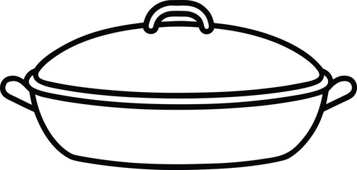 Casserole dish line art vector graphic illustration