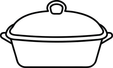 Casserole dish line art vector graphic illustration