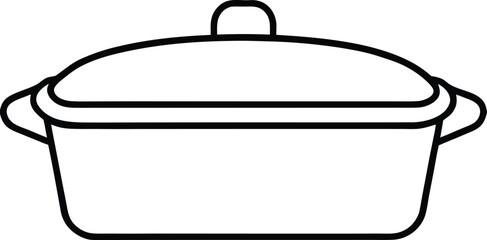 Casserole dish line art vector graphic illustration