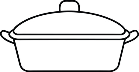Casserole dish line art vector graphic illustration