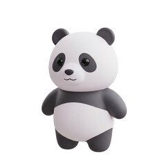 Cute 3D giant panda character, isolated on white background.