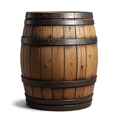 Obraz premium Old Wooden Oak Barrel Isolated on White or Transparent Background