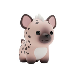 Naklejka premium 3D render of cute cartoon spotted baby hyena with white belly
